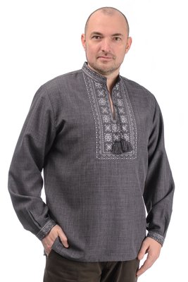 Мужская сорочка-вышиванка Орнамент (темно-серый) 020023_60 фото