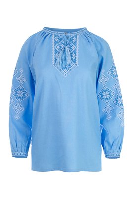 Дитяча вишита сорочка для дівчинки Софійка (блакитний) 032003_42 фото
