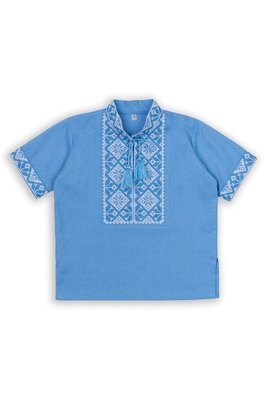 Детская вышиванка для мальчика с коротким рукавом Казачок (голубой) 032095_30 фото